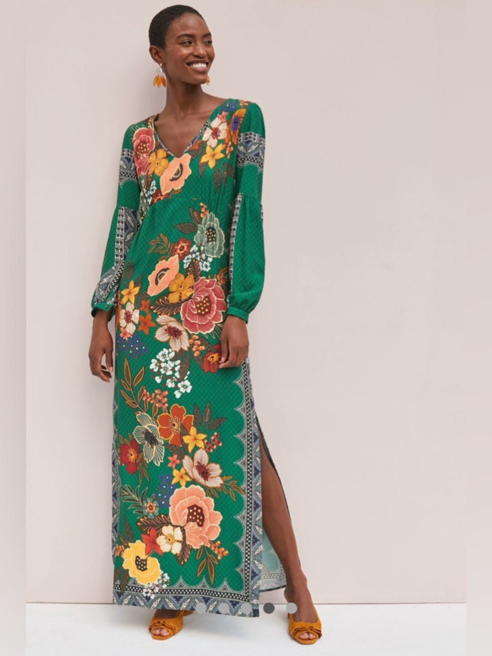 Like New! FARM Rio for Anthropologie Verdor Maxi Dress Boho Spring, Size Medium